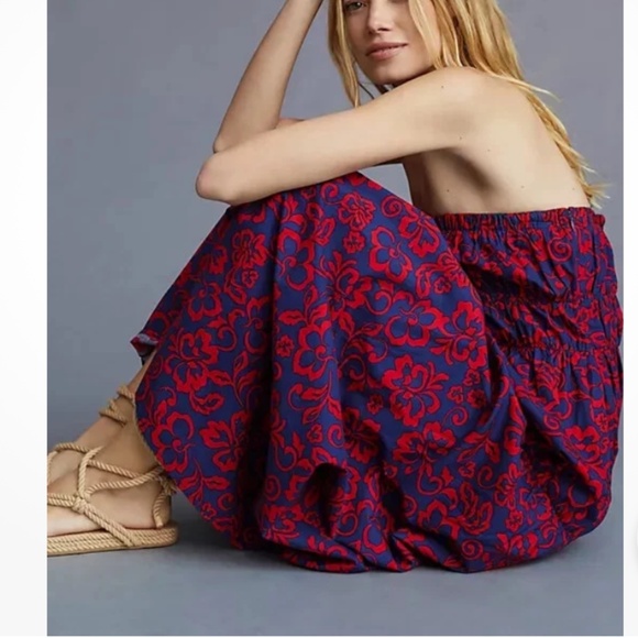 Anthropologie Sundry Aloha Floral Strapless Maxi Dress 1 (Small) Boho West Coast - Picture 3 of 15